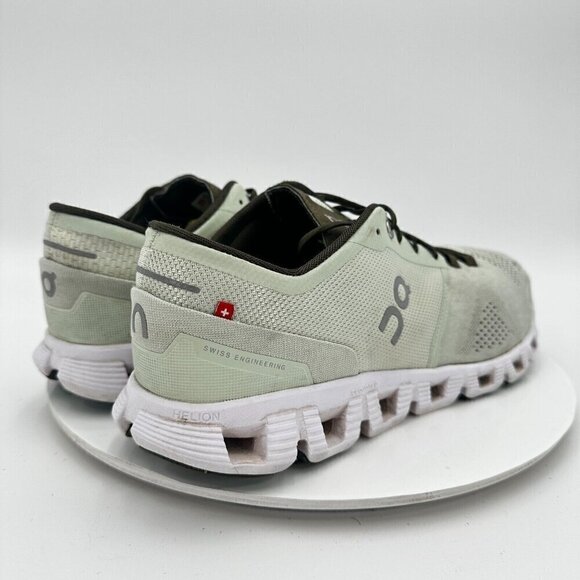 On Cloud X Swiss Engineering Men Size 12.5 Aloe White Green Running Shoes - Picture 5 of 13